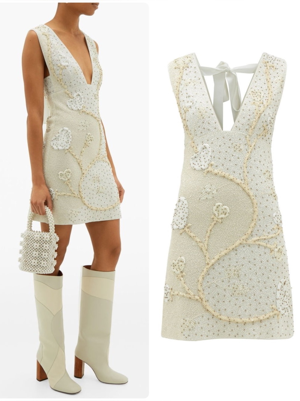 Ganni Heart Floral Beaded Dress